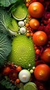 A Colorful Arrangement Of Vegetables And Fruits, AI