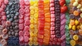 Colorful array of assorted chewy candies Royalty Free Stock Photo