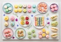 Colorful array of assorted desserts arranged neatly on a white surface Royalty Free Stock Photo
