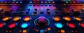 A colorful array of buttons and knobs on a sound board Royalty Free Stock Photo