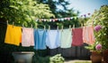 A Colorful Array of Clothes Dancing in the Breeze on a Clothesline Royalty Free Stock Photo