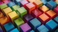 Colorful array of cubes with selective focus Royalty Free Stock Photo