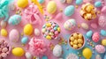 A colorful array of decorated eggs, ribbons, and festive Easter delights