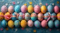 A colorful array of decorated eggs, ribbons, and festive Easter delights