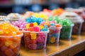 A colorful array of delicious sweets at the vibrant candy store counter