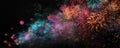 A colorful array of fireworks against a black sky, with the lower third of the image reserved for