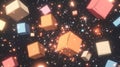 A colorful array of floating cubes in a cosmic space, creating a whimsical atmosphere Royalty Free Stock Photo