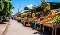 A Colorful Array of Fresh Fruits at a Vibrant Fruit Stand