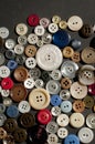 Colorful array of large and small scattered buttons Royalty Free Stock Photo