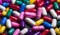 A colorful array of pills, capsules, and tablets