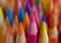 Colorful Array of Sharpened Pencils Close-Up Royalty Free Stock Photo