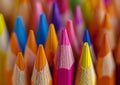 Colorful Array of Sharpened Pencils Close-Up