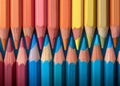 Colorful array of sharpened pencils lined up Royalty Free Stock Photo