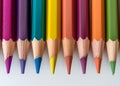 Colorful array of sharpened pencils lined up