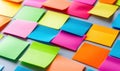A colorful array of sticky notes forms a vibrant pattern, perfect for reminders and inspiration. Royalty Free Stock Photo