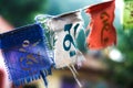 Colorful array of Tibetan prayer flags fluttering in the wind Royalty Free Stock Photo