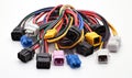 A Colorful Array of Wires on a Clean, Neutral Background