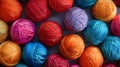 Colorful array of yarn balls in close-up. Knitting and crocheting supplies. Textile and craft concept. High-quality Royalty Free Stock Photo