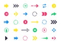 Colorful arrow icons. Interface navigation previous and next pictograms, web and application up down left right