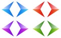 Colorful arrows, arrowheads. Shiny, glossy arrow symbols, button