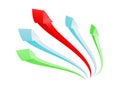 Colorful arrows group rising up on white background Royalty Free Stock Photo