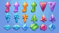 The colorful arrows, mouse cursors and buttons are suitable for computer games and UI design. Modern cartoon set of