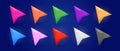 Colorful arrows, mouse cursors for computer game and ui design. Vector cartoon set of glossy pointers, cute arrow buttons and Royalty Free Stock Photo
