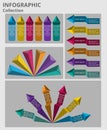 Colorful arrows and pyramid info graphic