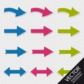 Colorful Arrows - Right And Left Direction - Vector Set - Isolated On Transparent Background