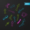 Colorful arrows set on dark background Royalty Free Stock Photo