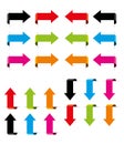 Colorful arrows with shadow on white background. All directions. Vector set. Royalty Free Stock Photo