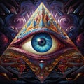 a colorful art of an all seeing eye