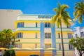 South Beach, Miami Beach, Ocean Drive Street, Architectural Monuments of Art Deco. Hotels and restaurants. Royalty Free Stock Photo