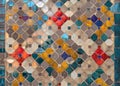 Colorful art grid square mosaic tiles wall pattern surface texture. Close-up of architecture interior material for design Royalty Free Stock Photo