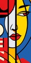 Colorful Art Poster Of A Woman\'s Face In De Stijl Style