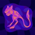 Colorful art with shiny neon colored jerboa