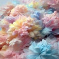 Colorful artificial colored flowers in soft pastel tones, beautiful composition.