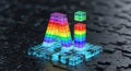 Colorful Artificial Intelligence: Crystal Blocks on Circuit Board Royalty Free Stock Photo