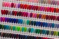 Colorful artificial nails on shelves