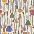 Colorful Artist Brushes Hand Drawn Seamless Pattern Doodle