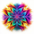 Vibrant Neon Feather Art: Illusory Gradient Flower On White Surface Royalty Free Stock Photo