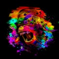 Colorful artistic monkey`s head on white background with colorfart color art and creative abstract elements on colorful background Royalty Free Stock Photo