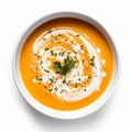 Colorful And Artistic Squash Soup In A White Bowl Royalty Free Stock Photo
