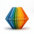 Geometric Rainbow Paper Sculpture with Layered Triangular Panels in Modern Craft Design Royalty Free Stock Photo