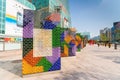 Colorful artwork in front of the Taipei 101 building