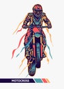 Colorful artwork motocross illustration jump with motion graphic extreme sport Royalty Free Stock Photo