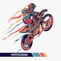 Colorful artwork motocross illustration with motion fast extreme sport Royalty Free Stock Photo