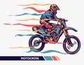 Colorful artwork motocross illustration with motion fast graphic extreme sport Royalty Free Stock Photo