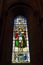 Colorful artwork of St. James, stained-glass window Royalty Free Stock Photo