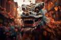 Colorful Asian dragon model in festive celebration of Chinese New Year Royalty Free Stock Photo